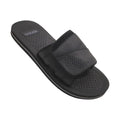 Defender slide black slip-on sandal with adjustable strap and textured rubber sole for casual wear