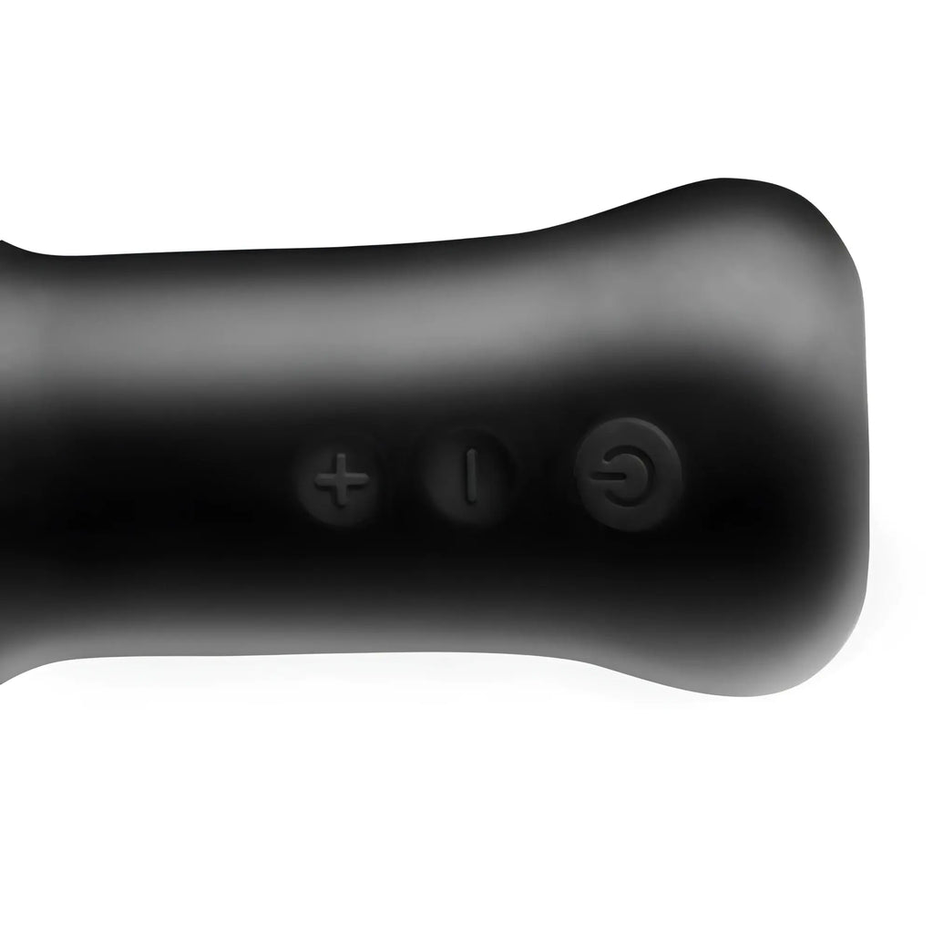 Black matte silicone handle with three embossed control buttons for deluxe voodoo beads 10x silicone anal beads vibrator