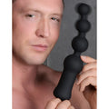 Black silicone deluxe voodoo beads 10x anal plug with four rounded beads for vibrator use