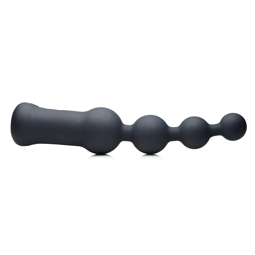 Deluxe voodoo beads 10x silicone anal beads vibrator in black with four tapered spherical beads for comfortable use