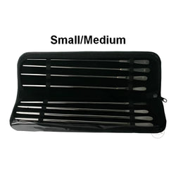 Set of six stainless steel skewers in a black zippered carrying case from dittle sounds kit
