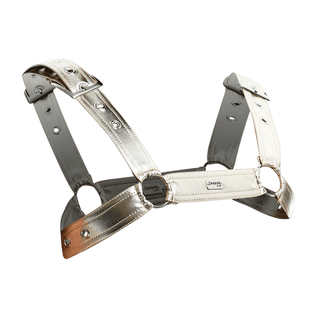 Mens Faux Leather Harness Metallic