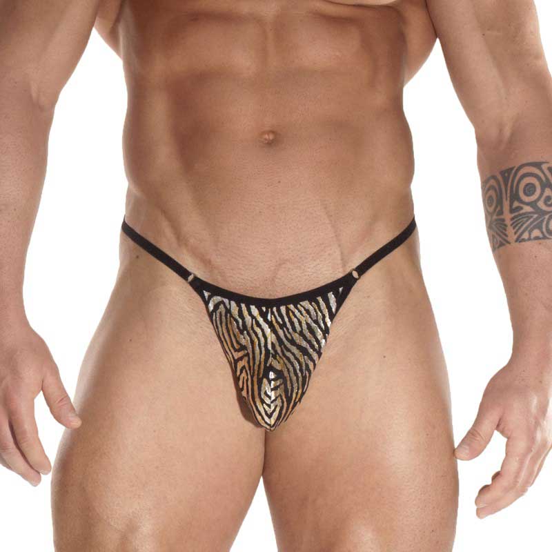 Tanga Don Moris con aros metálicos de cebra en color plata DM031778 Talla L