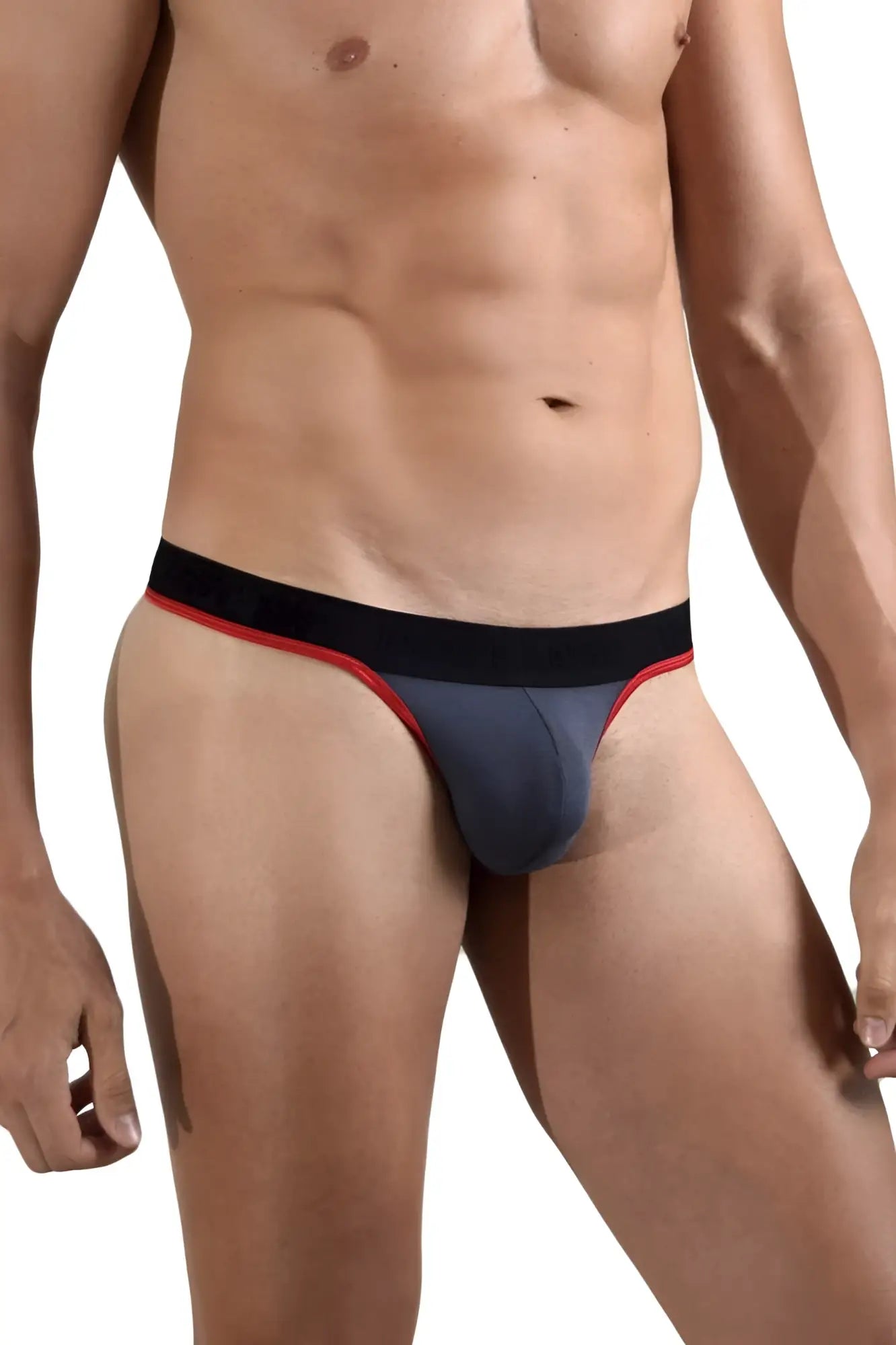 Doreanse 1012-CHR Borderline thongs charcoal black and red athletic briefs with snug form-fitting design