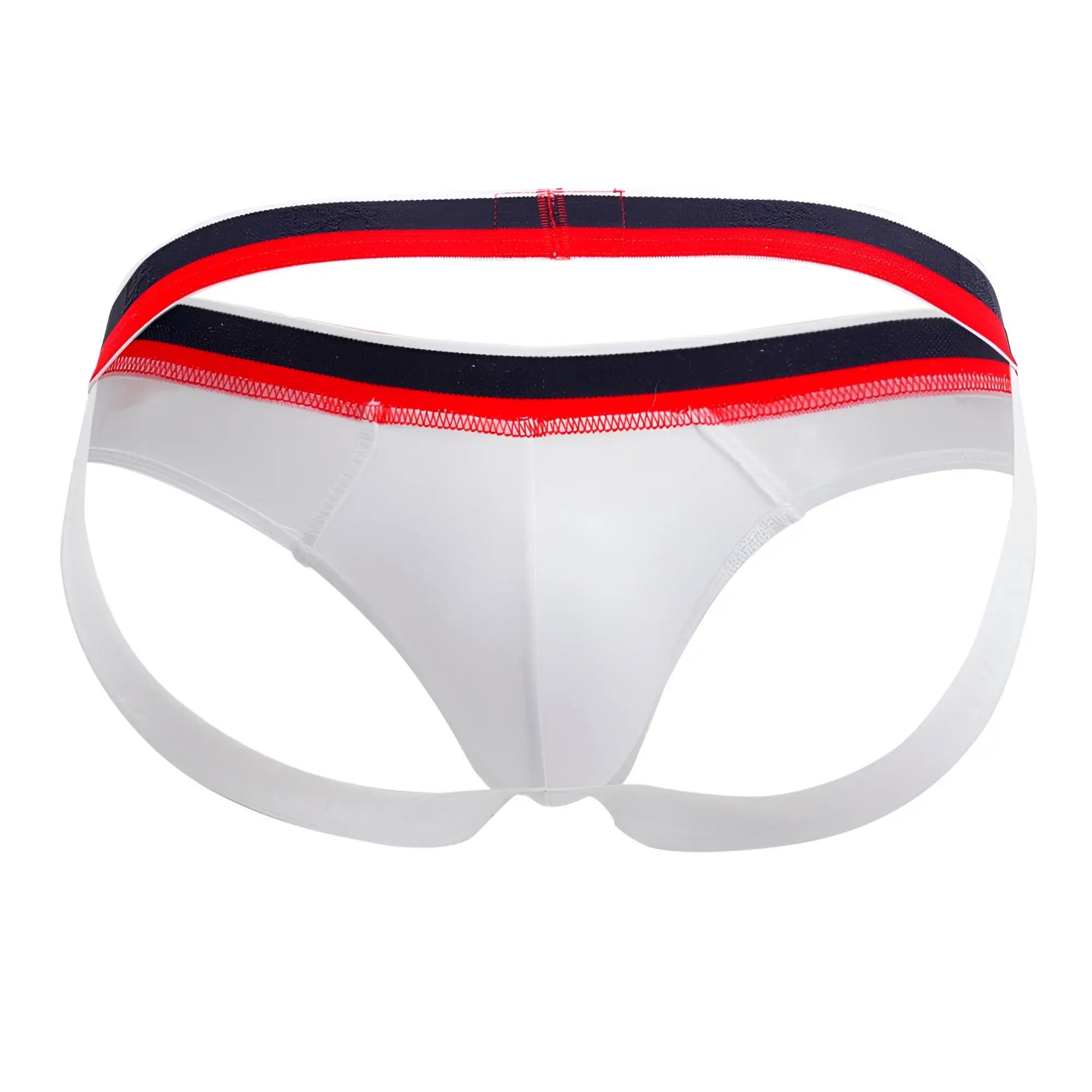 White doreanse 1212-wht metro jock athletic briefs with red and navy blue striped waistband for active wear