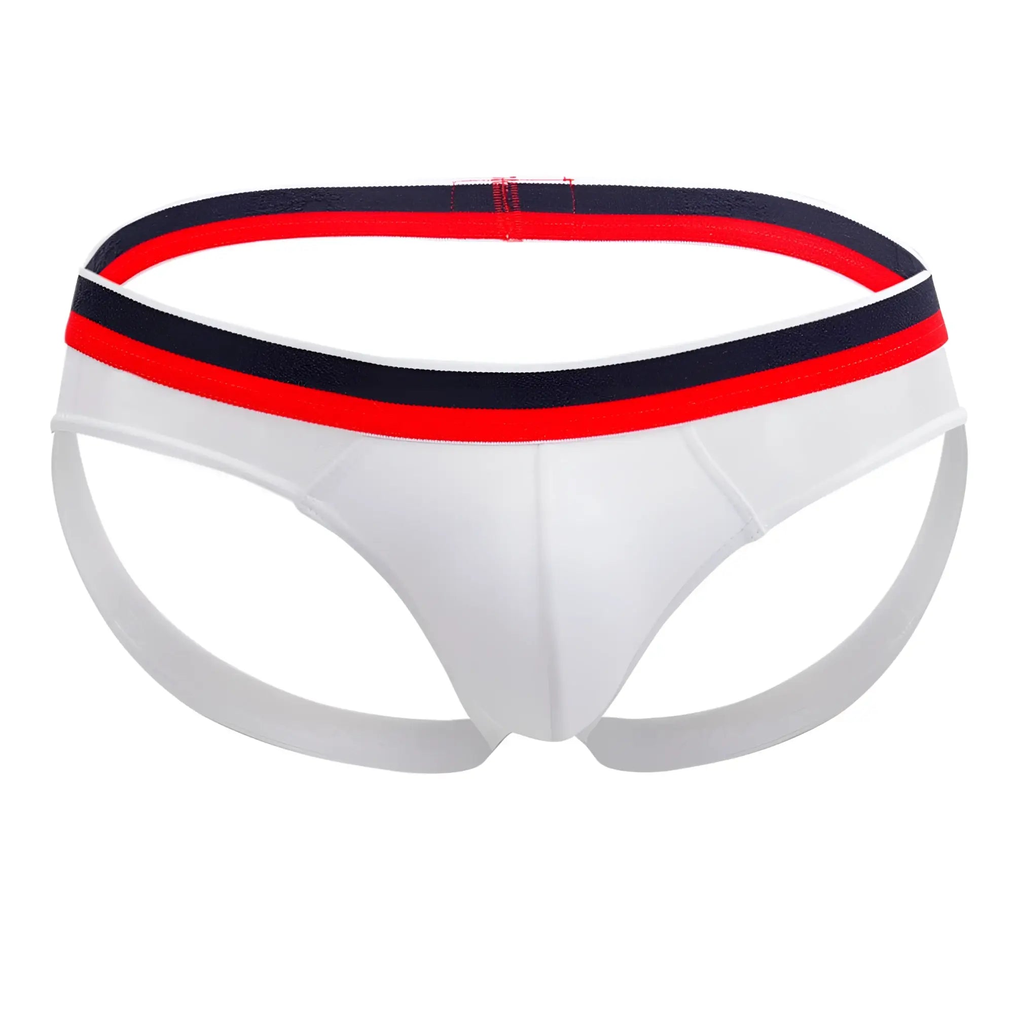 White athletic briefs doreanse 1212-wht metro jock with red and navy blue striped waistband for active use