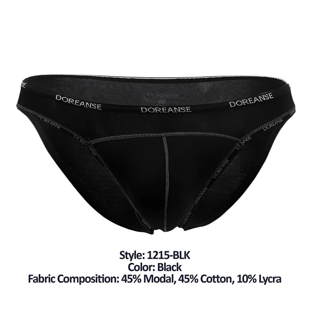 Black doreanse 1215-BLK naked bikini briefs made from modal cotton and lycra blend shown from the back side