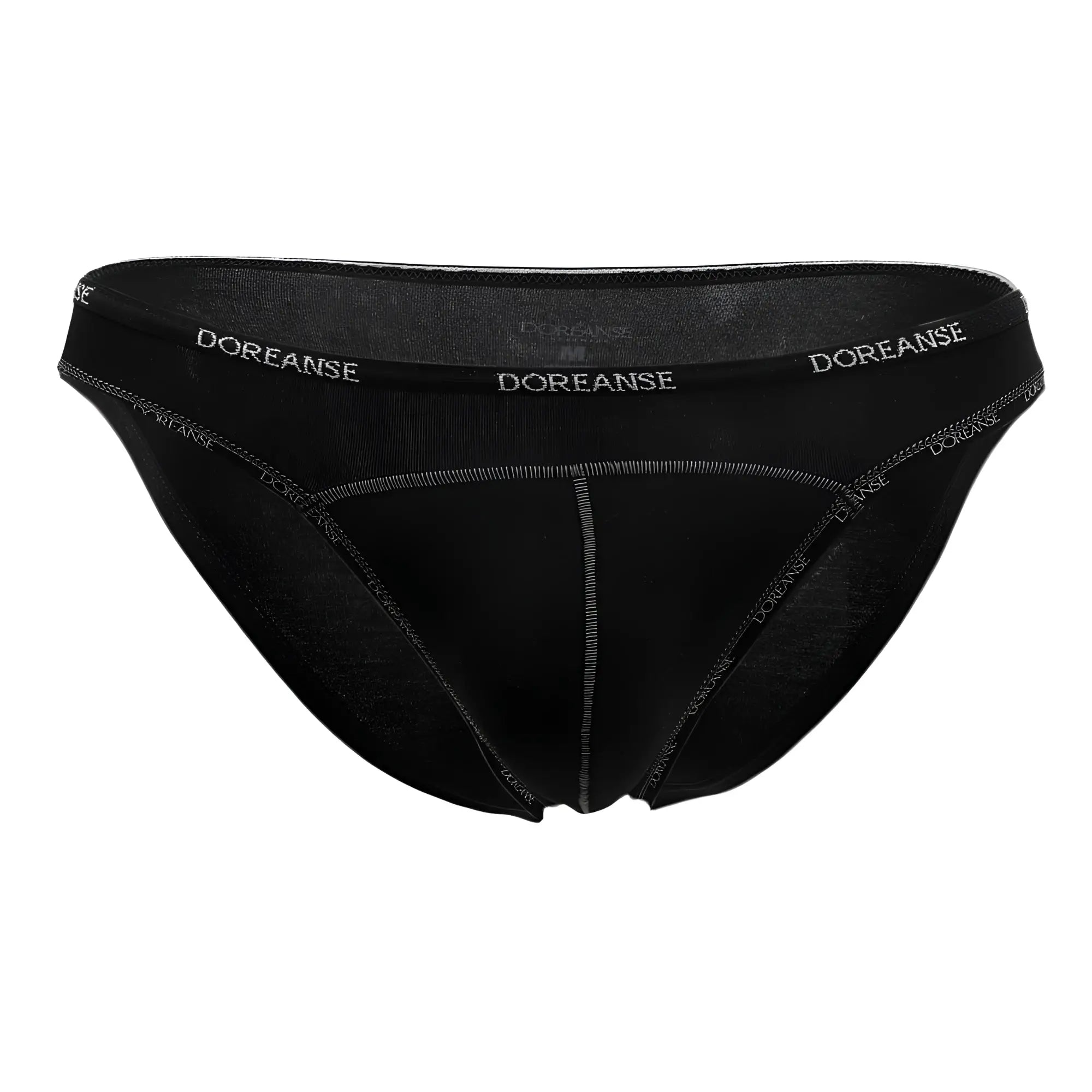 Black doreanse 1215-blk naked bikini briefs with subtle textured fabric and white branded waistband