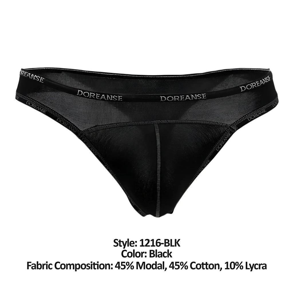 Black doreanse 1216-blk naked thong briefs made of 45 percent modal 45 percent cotton and 10 percent lycra