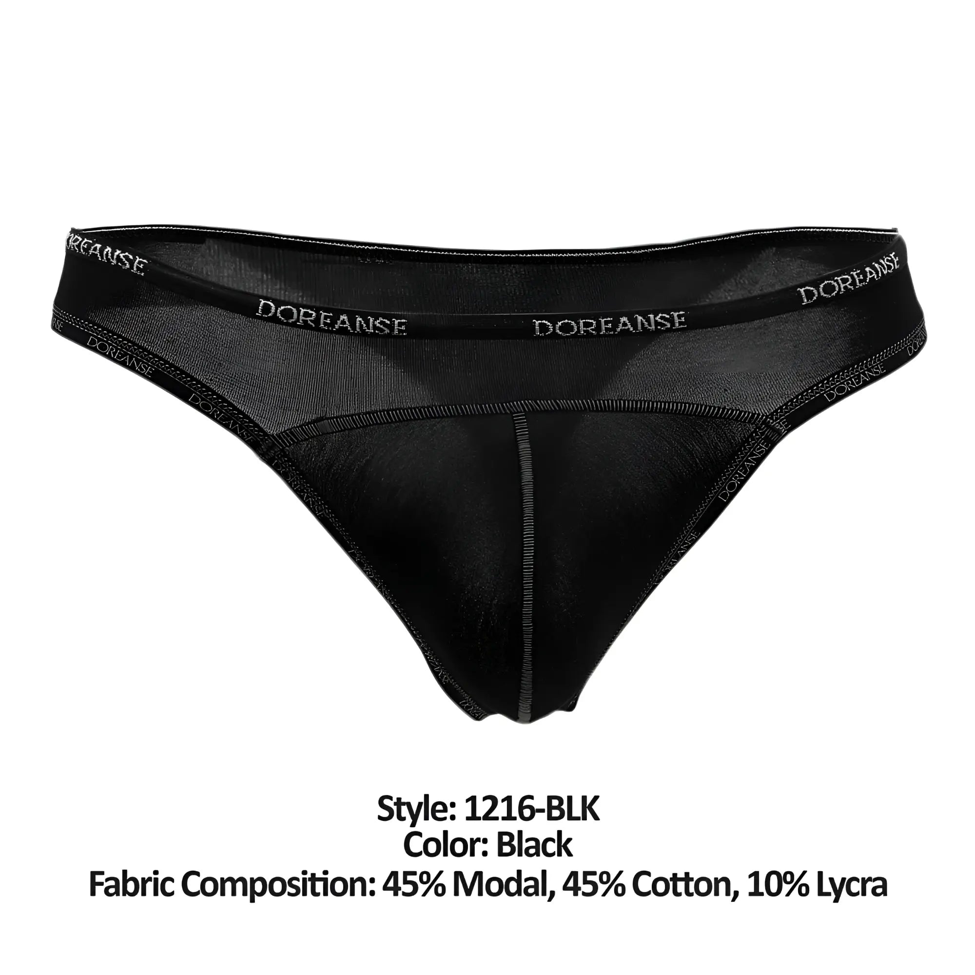 Black doreanse 1216-blk naked thong briefs made of 45 percent modal 45 percent cotton and 10 percent lycra