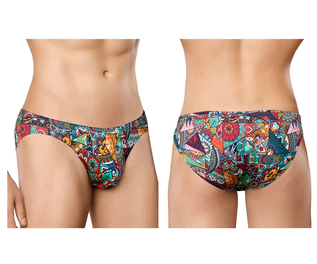 Vibrant pattern doreanase 1217-prn groovy bikini color printed swim trunks with colorful geometric and tribal design