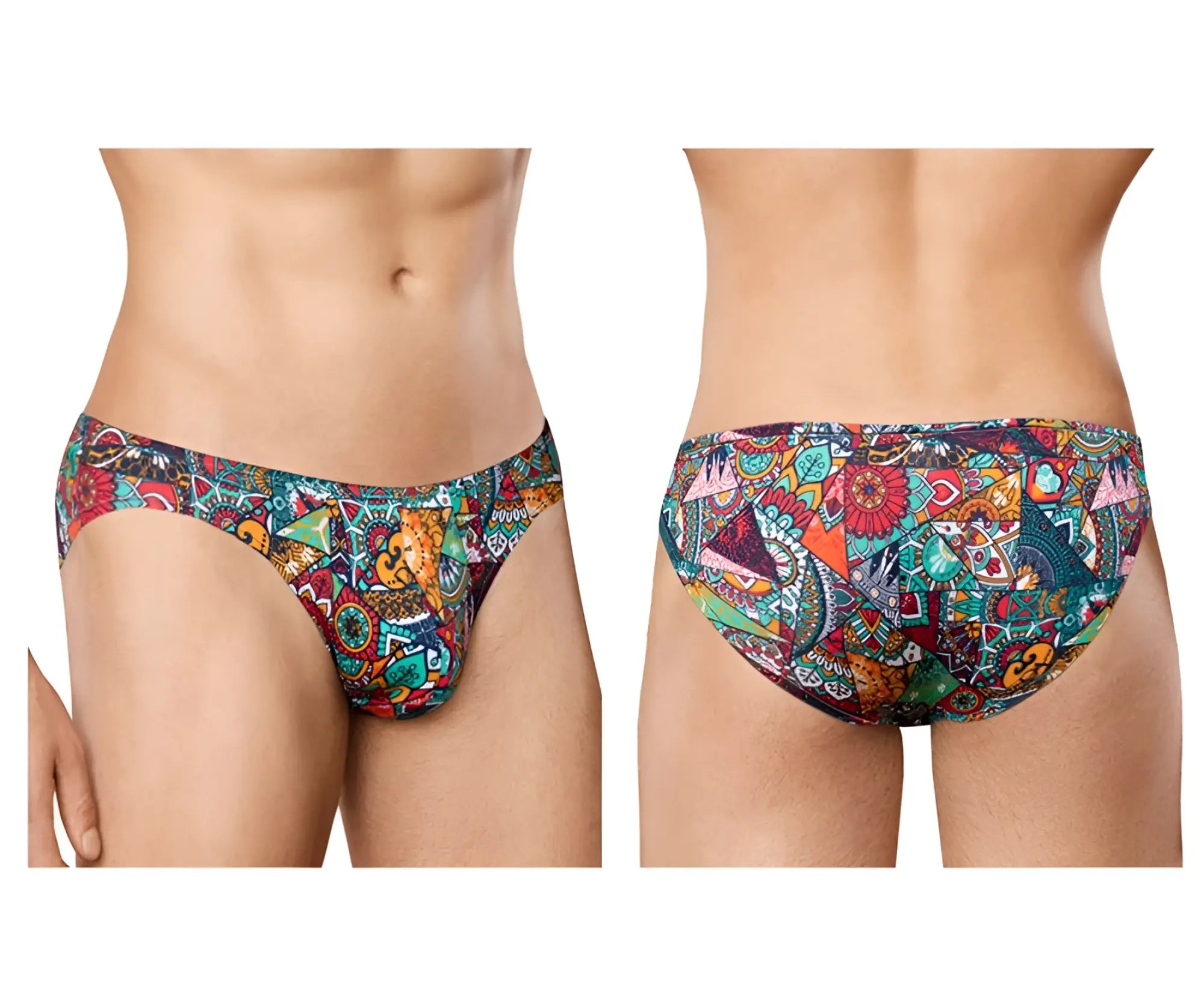 Vibrant pattern doreanase 1217-prn groovy bikini color printed swim trunks with colorful geometric and tribal design