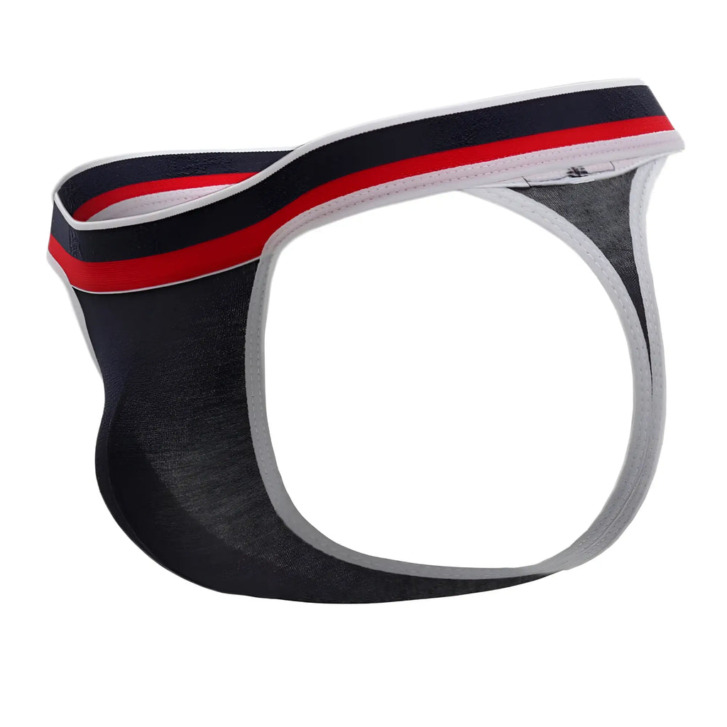 Doreanse 1218-nvy metro thong men’s briefs in black red and white stripes with textured fabric in navy blue