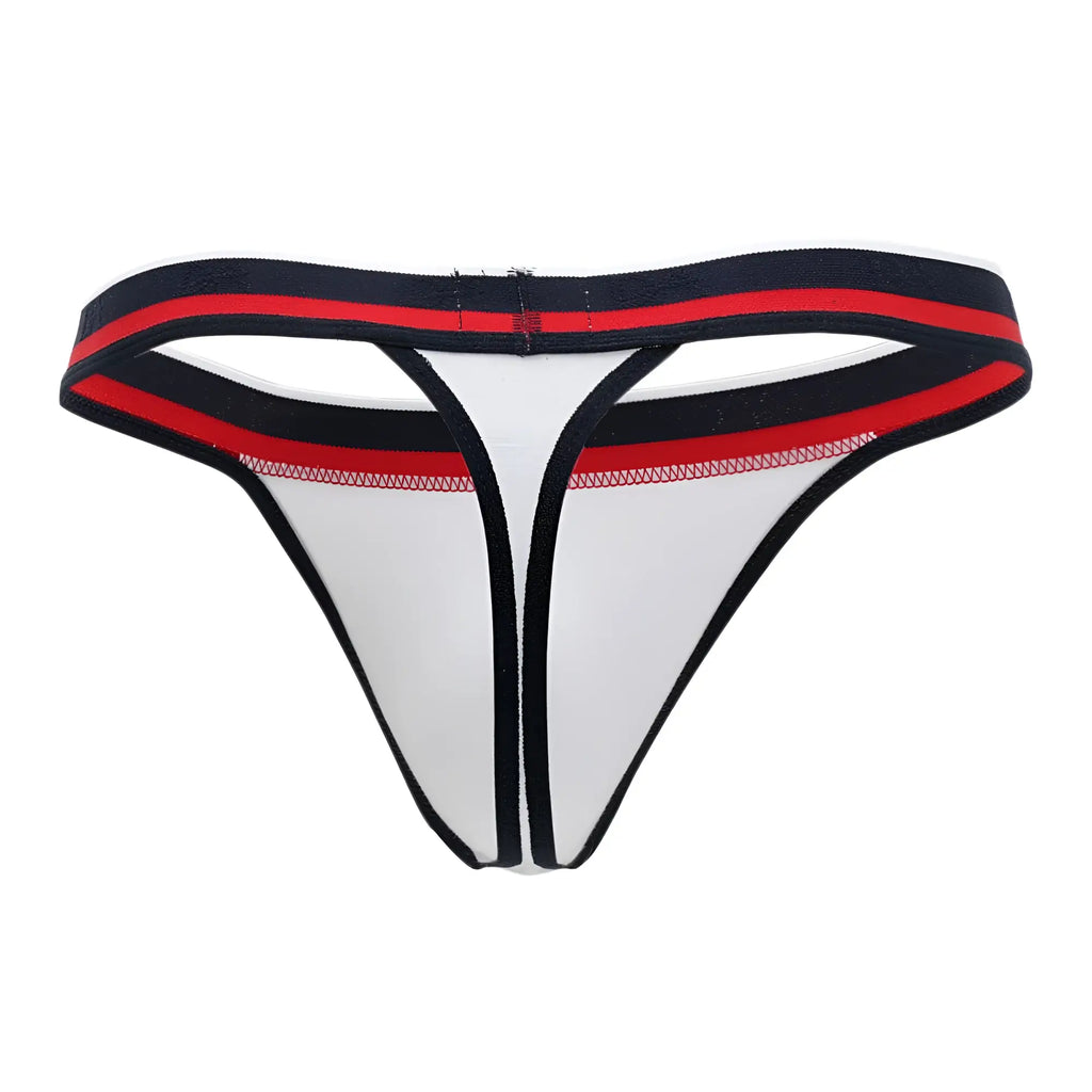White thong with black and red trim by doreanse 1218-wht metro thong showing front side design