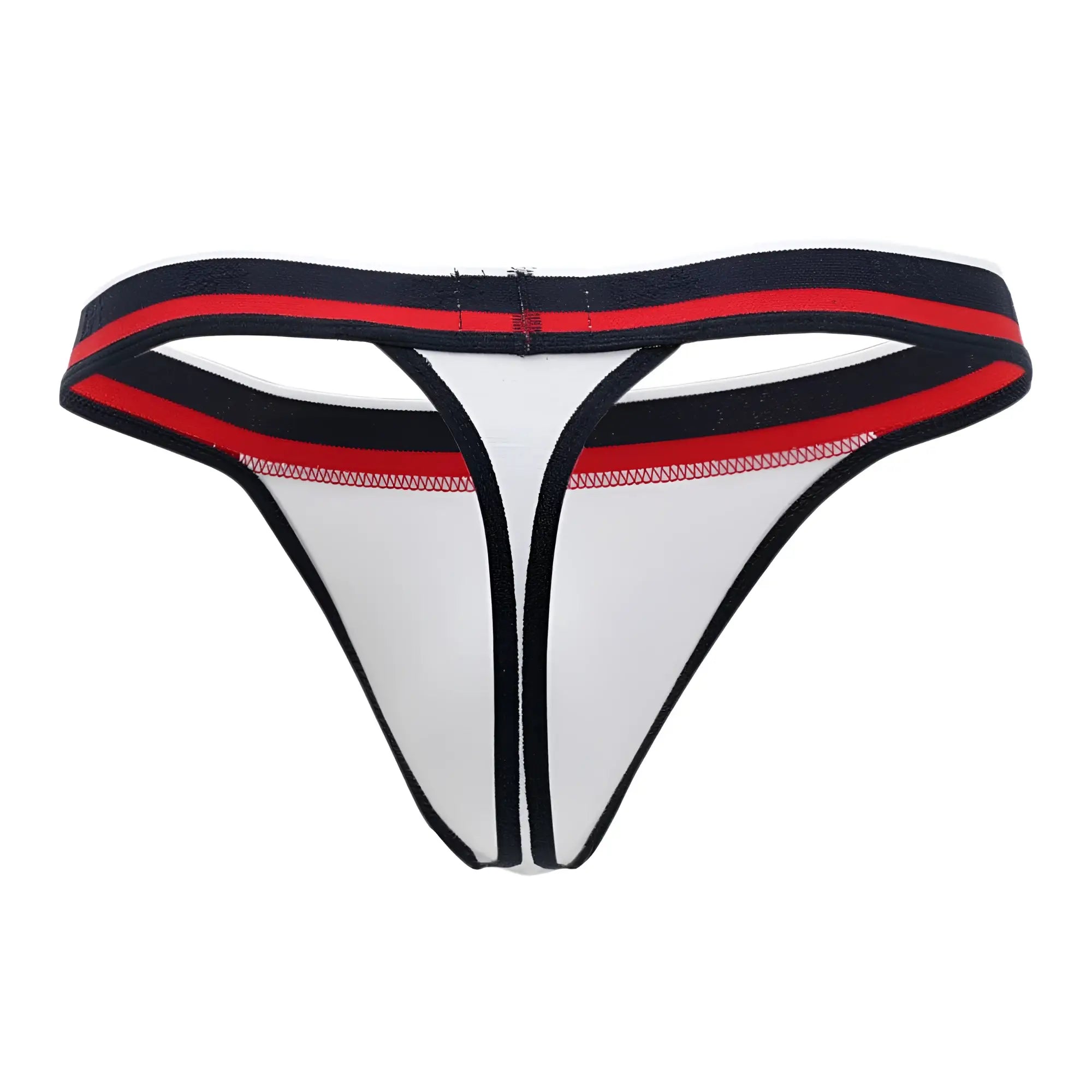 White thong with black and red trim by doreanse 1218-wht metro thong showing front side design