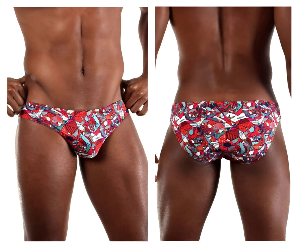 Men’s swim trunks doreanse 1243-prn pop art bikini color printed with vibrant red blue and white graphic pattern