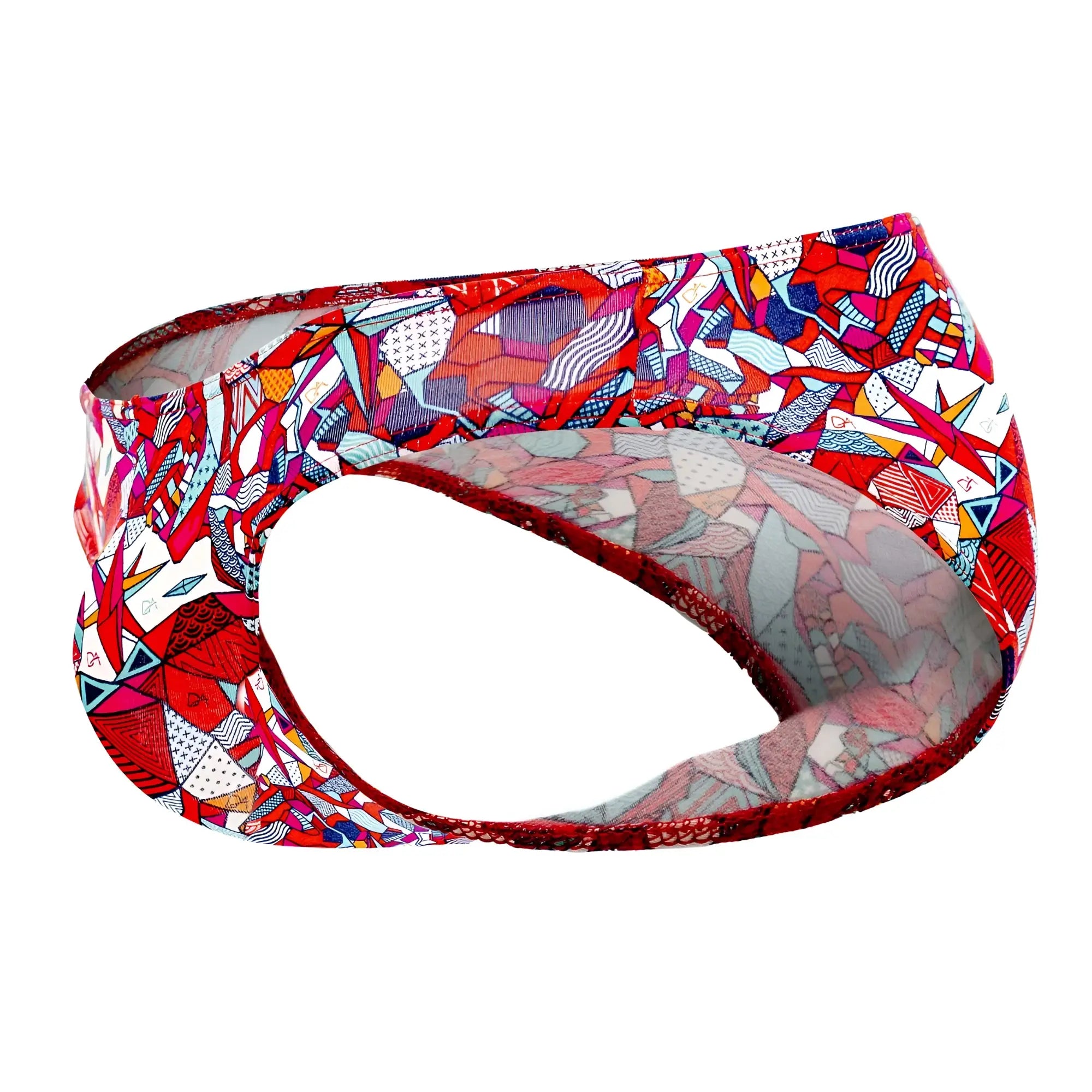 Doreanse 1243-PRN pop art bikini color printed vibrant red white and blue abstract geometric-patterned stretchy headband