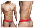 Doreanse 1258-smk warrior thong in red and gray with branded waistband shown from the back side