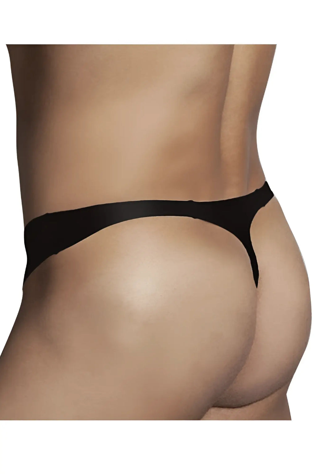 Black doreanse 1280-blk hang-loose thong made of smooth stretchy fabric with sleek minimalist design visible from the back
