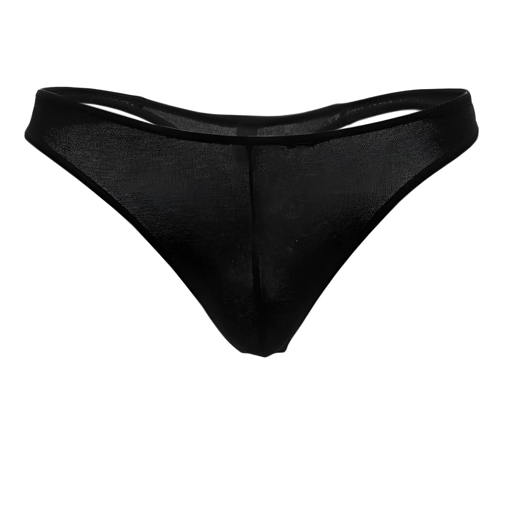 Doreanse 1280-blk hang-loose thong in black sheer mesh with a smooth, form-fitting design shown from the back