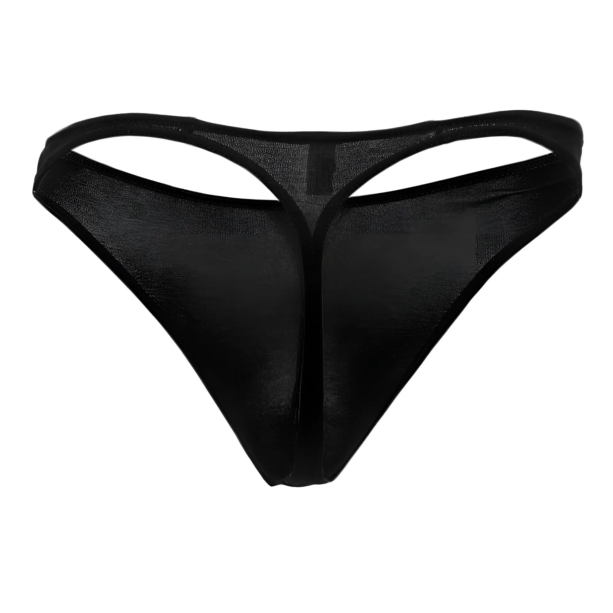 Doreanse 1280-BLK black sheer mesh thong with glossy finish and distinctive cutout design showing back side