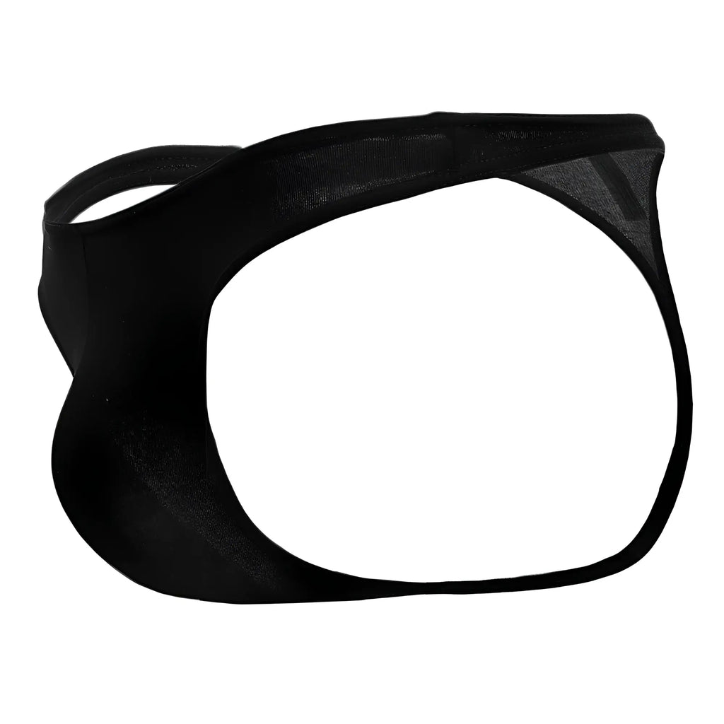 Doreanse 1280-BLK hang-loose black sheer mesh thong with a smooth form-fitting design shown from the back side