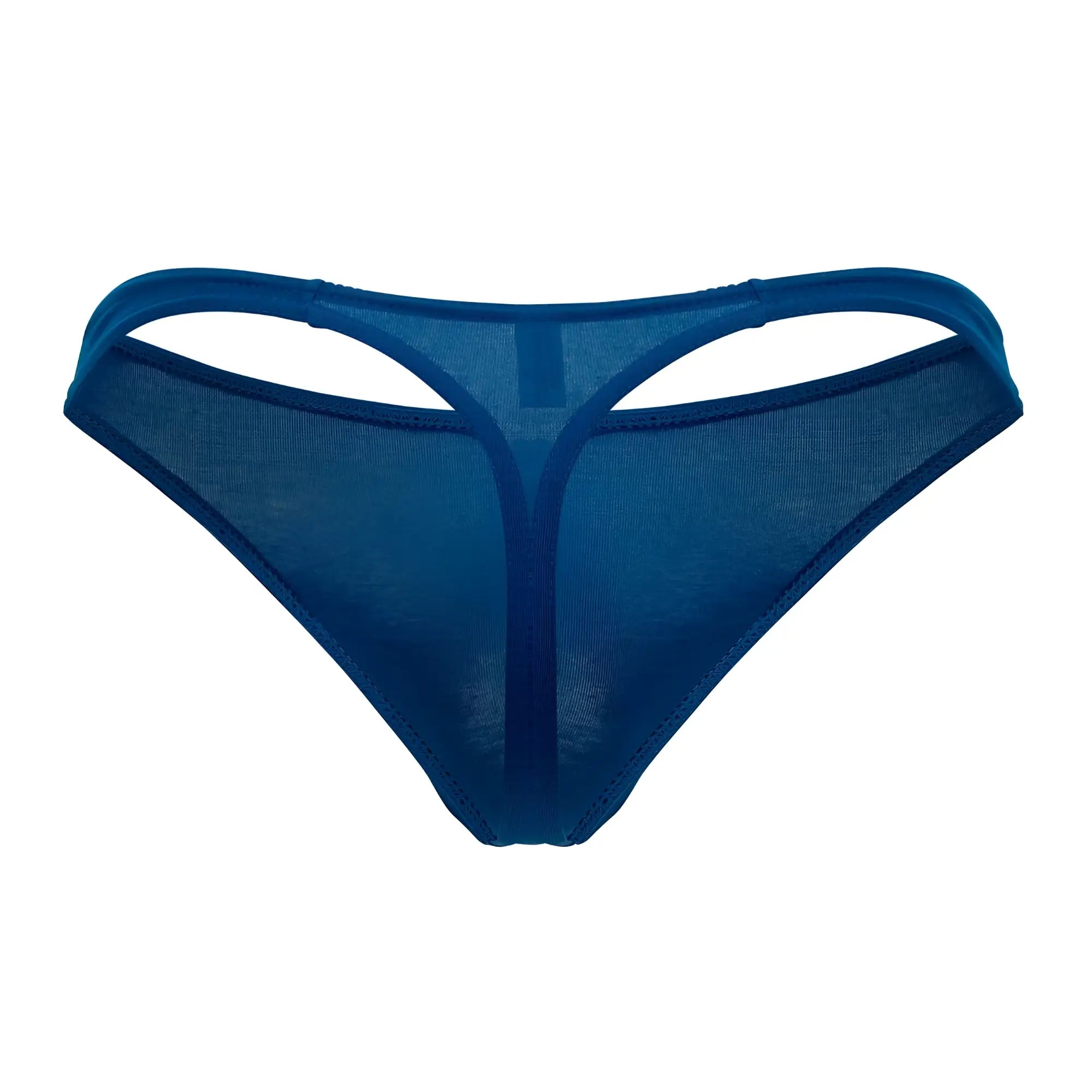 Sheer navy blue mesh thong with reinforced elastic bands by doreanse 1280-blu for comfortable wear