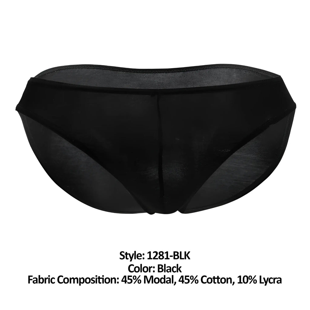 Doreanse 1281-BLK hang-loose bikini brief black sheer mesh made from modal cotton and lycra blend
