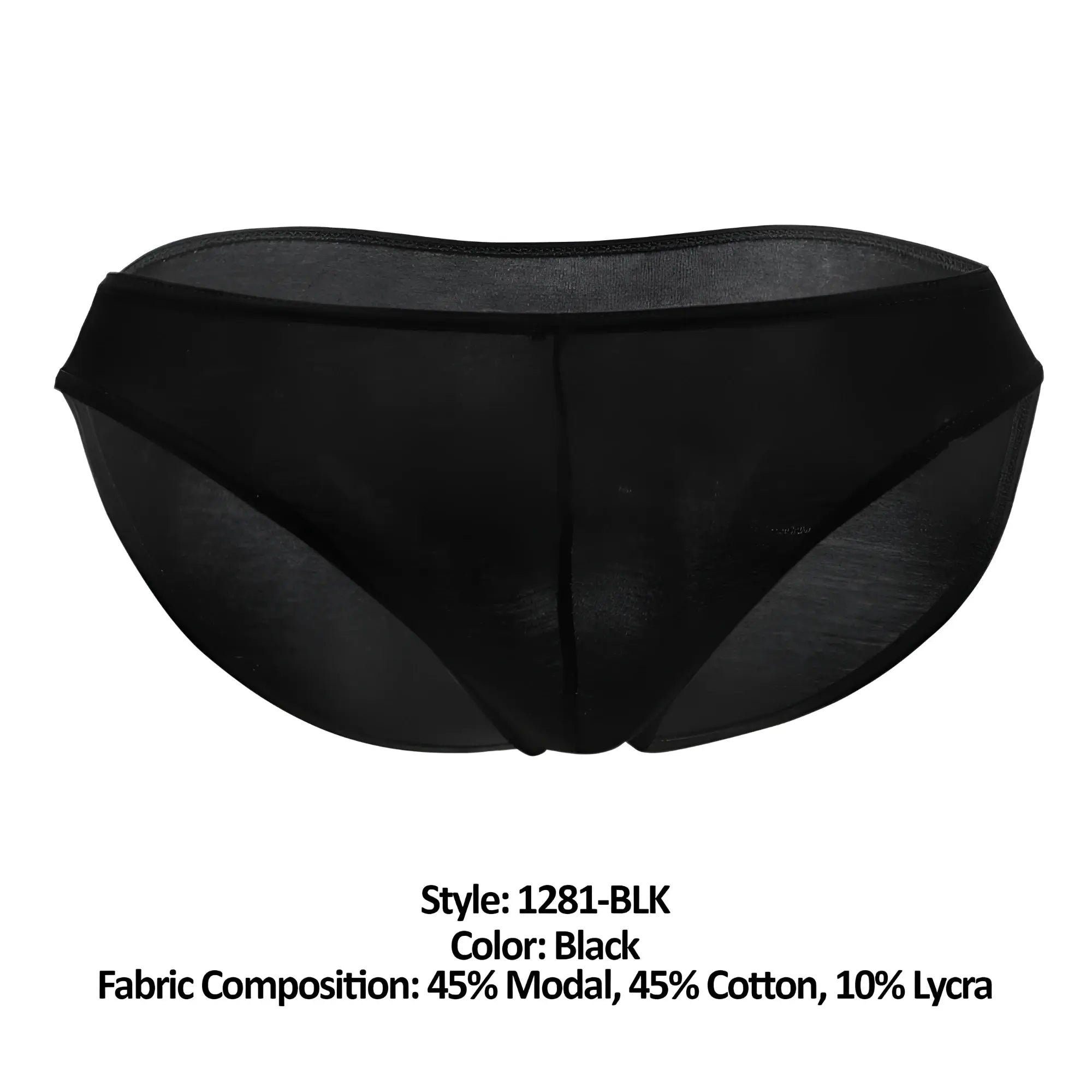 Doreanse 1281-BLK hang-loose bikini brief black sheer mesh made from modal cotton and lycra blend