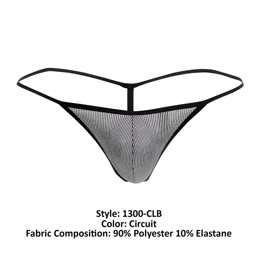 Doreanse 1300-clb disco thongs color circuit black mesh thong with sleek form-fitting design and thin elastic straps
