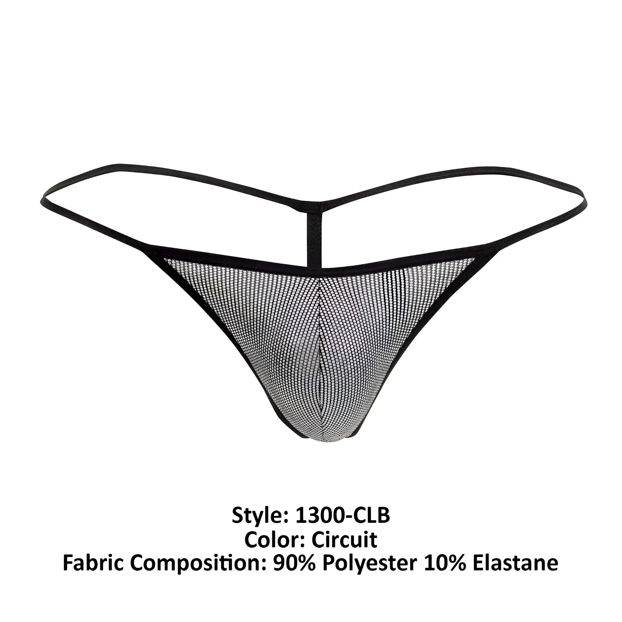 Doreanse 1300-clb disco thongs color circuit black mesh thong with sleek form-fitting design and thin elastic straps