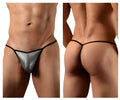 Silver mesh thong with black trim from doreanse 1300-clb disco thongs color circuit collection