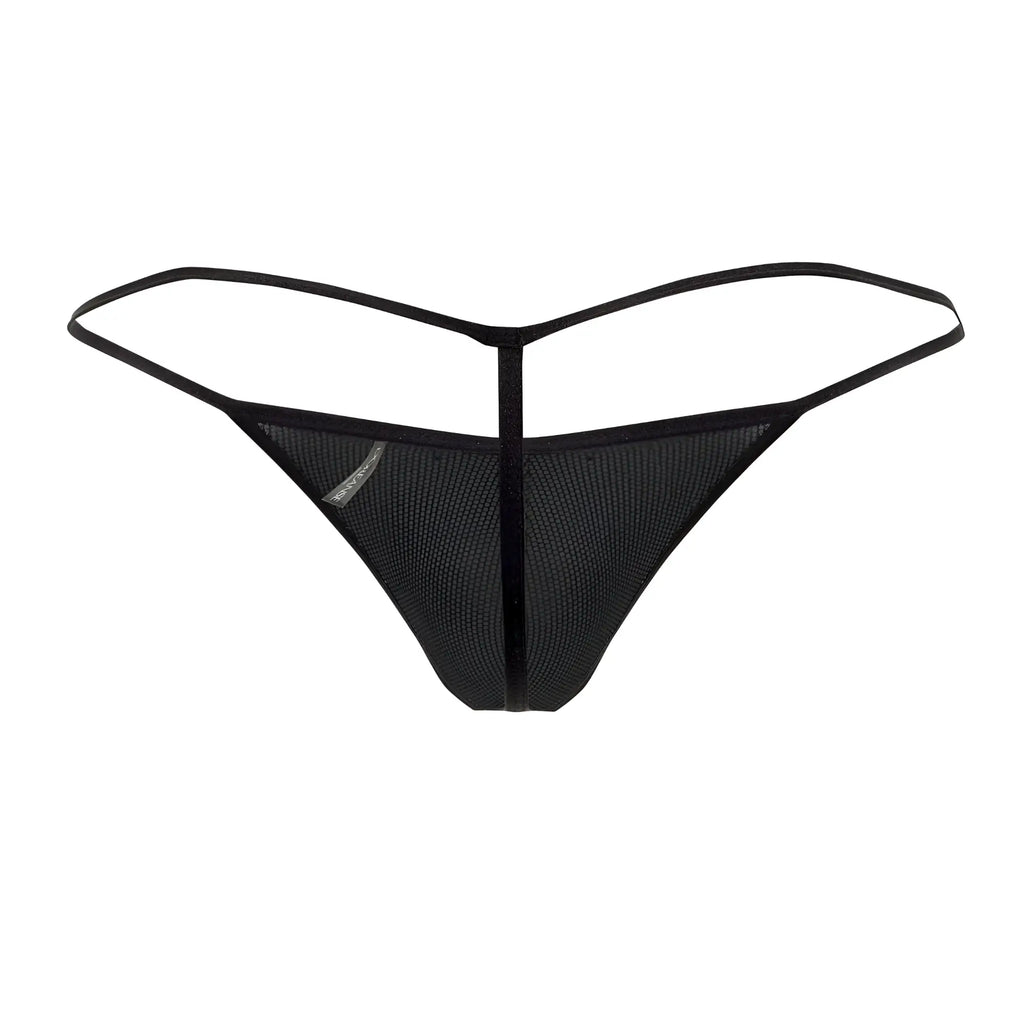 Black mesh thong with thin sleek straps and central seam from doreanse 1300-rbw disco thongs color rainbow collection