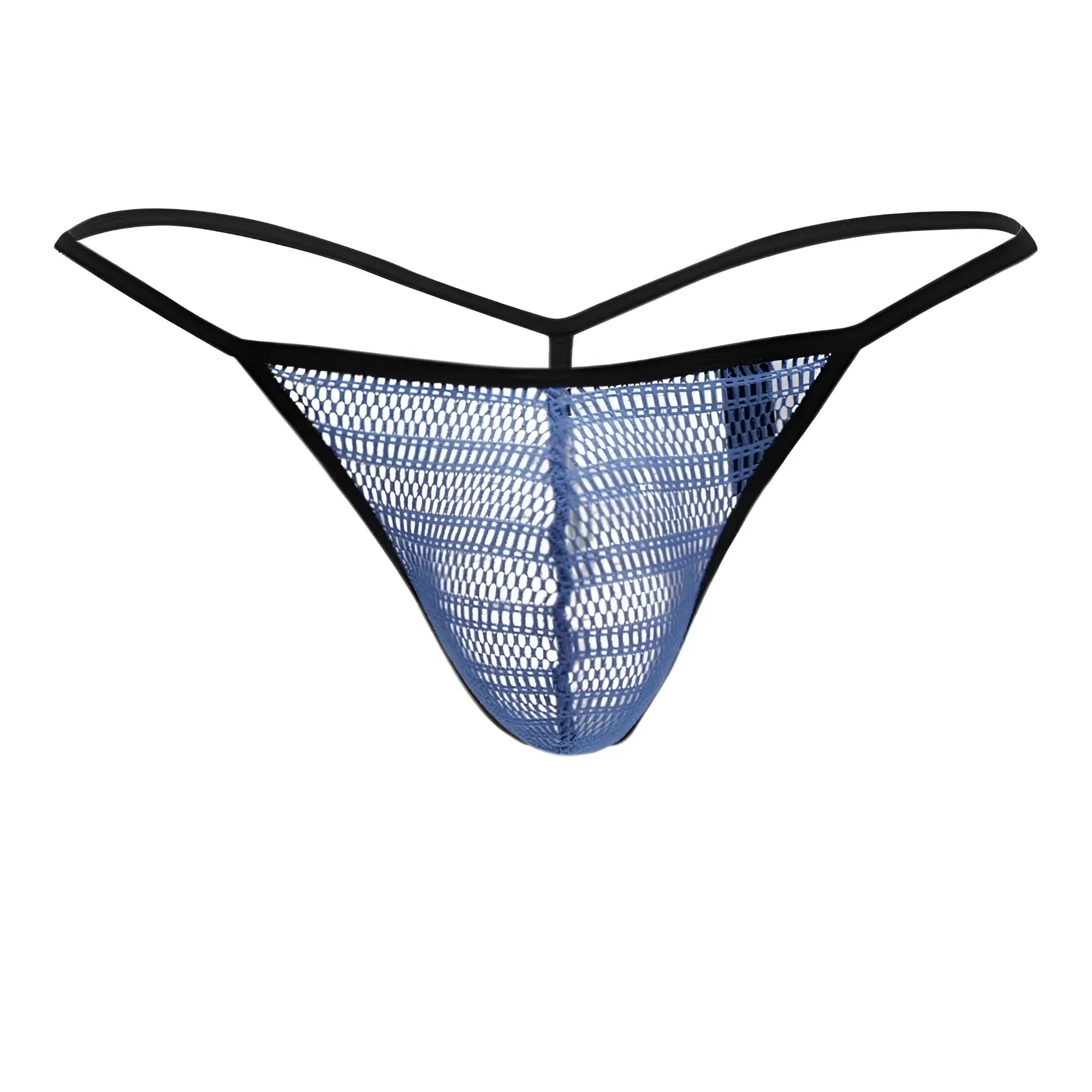 Blue mesh thong with black trim by doreanse 1306-blu featuring breathable mesh fabric and g-string design
