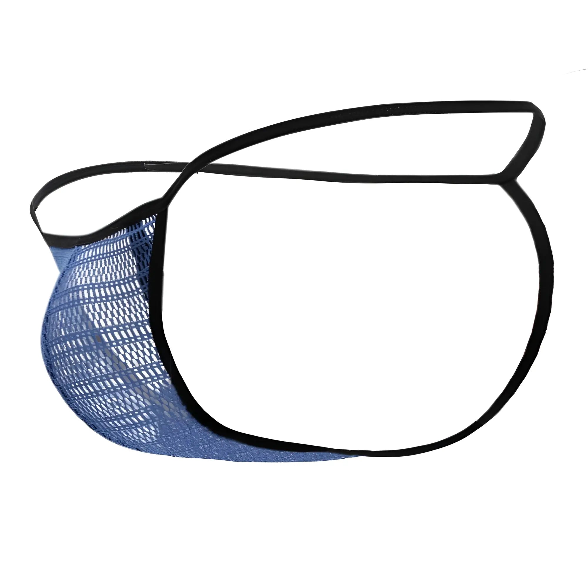 Blue mesh men’s thong with black elastic trim from doreanse 1306-blu g-string thong collection