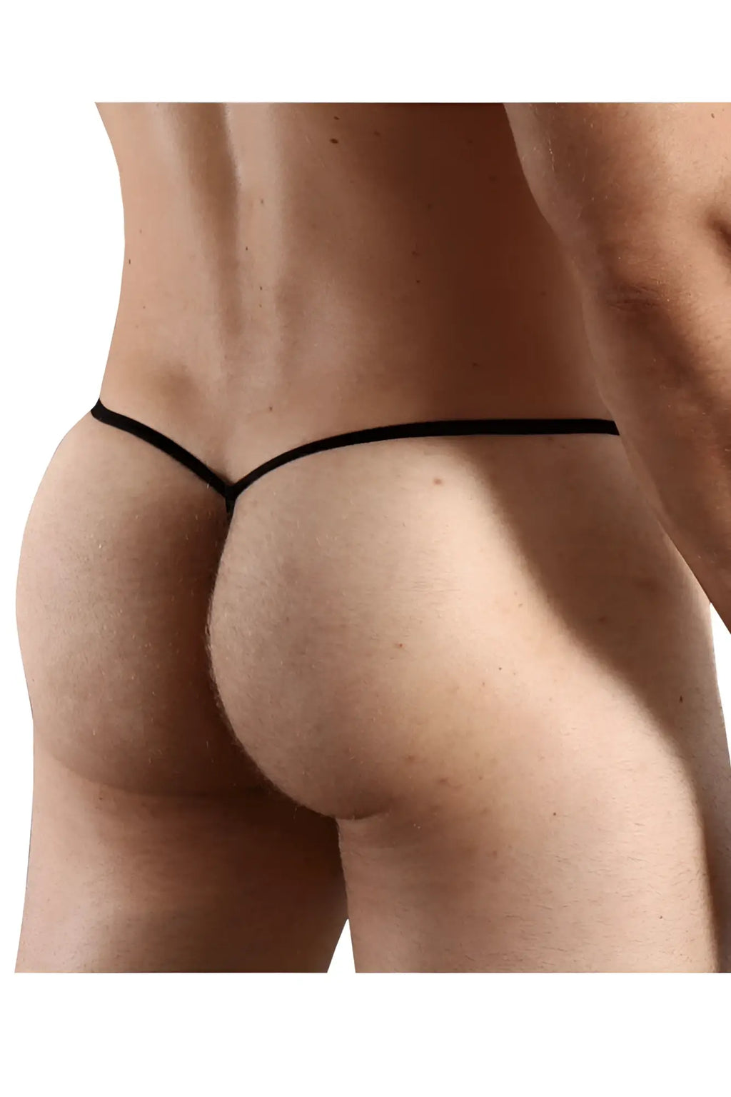 Doreanse 1306-red mesh g-string thong in red with a black thin smooth fabric waistband shown from the back