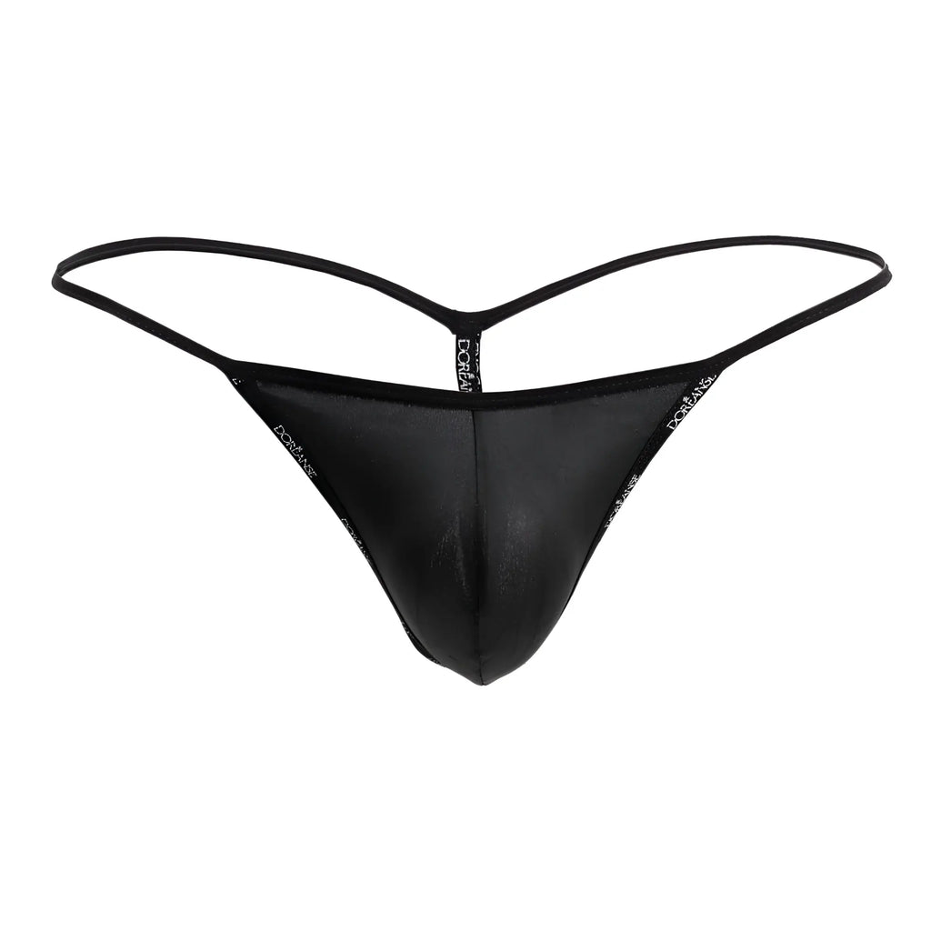 Black sheer mesh thong with thin elastic straps and dorian logo edges doreanse 1326-sbk flashy g-string color space black