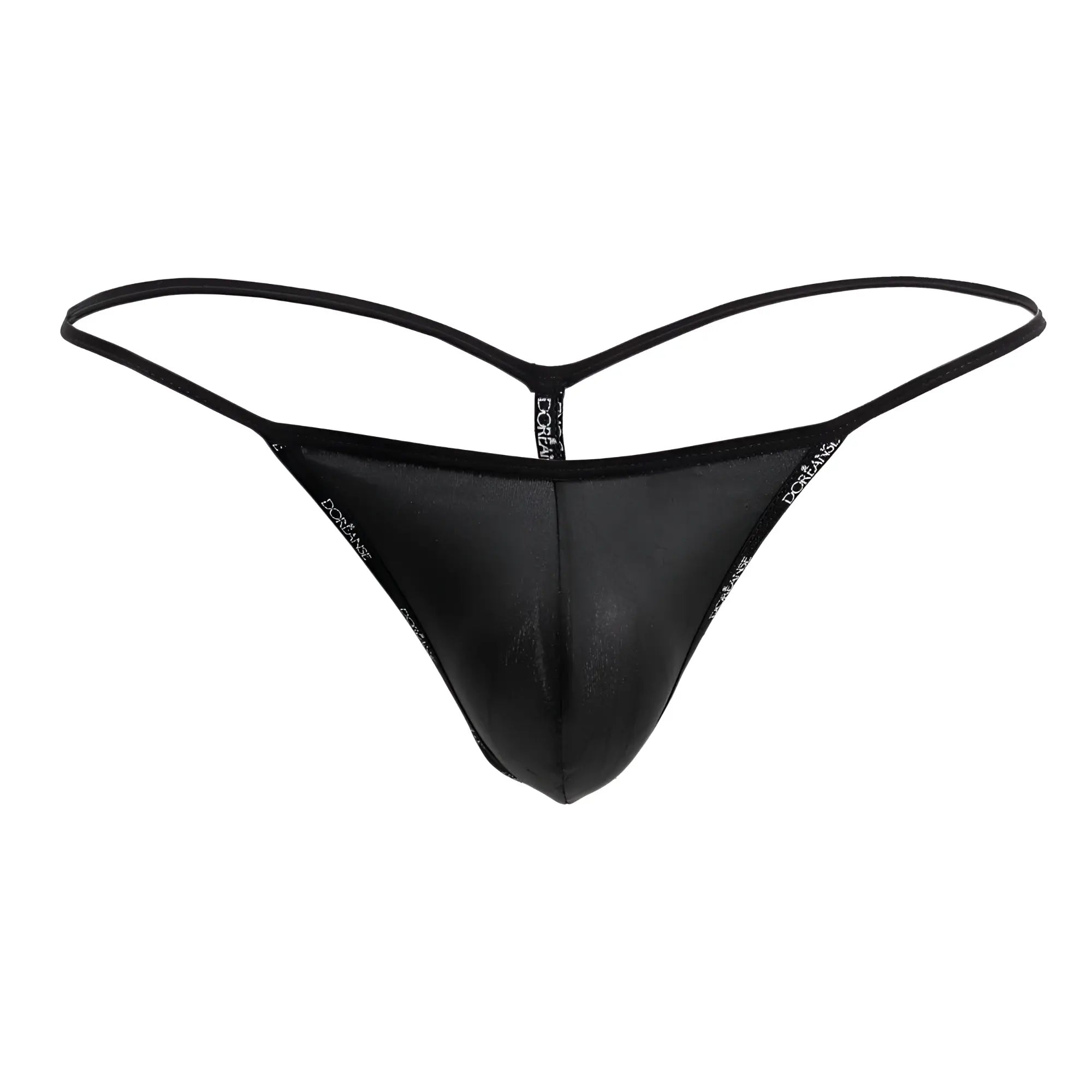 Black sheer mesh thong with thin elastic straps and dorian logo edges doreanse 1326-sbk flashy g-string color space black