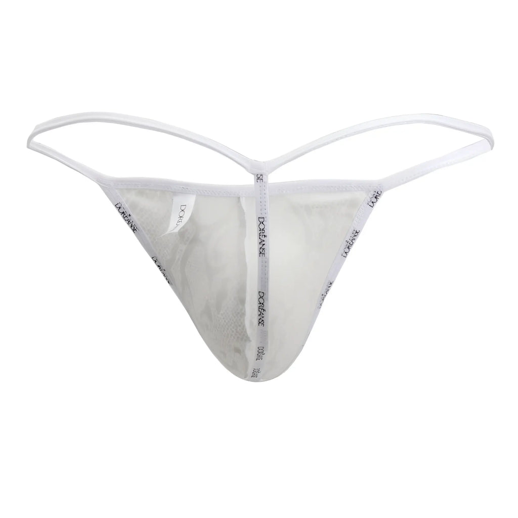 White lace thong with thin elastic straps and subtle patterned design in doreanse 1326-slv flashy g-string silver snake