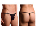 Black doreanse 1330-blk ribbed modal t-thong with a narrow waistband featuring white brand name lettering