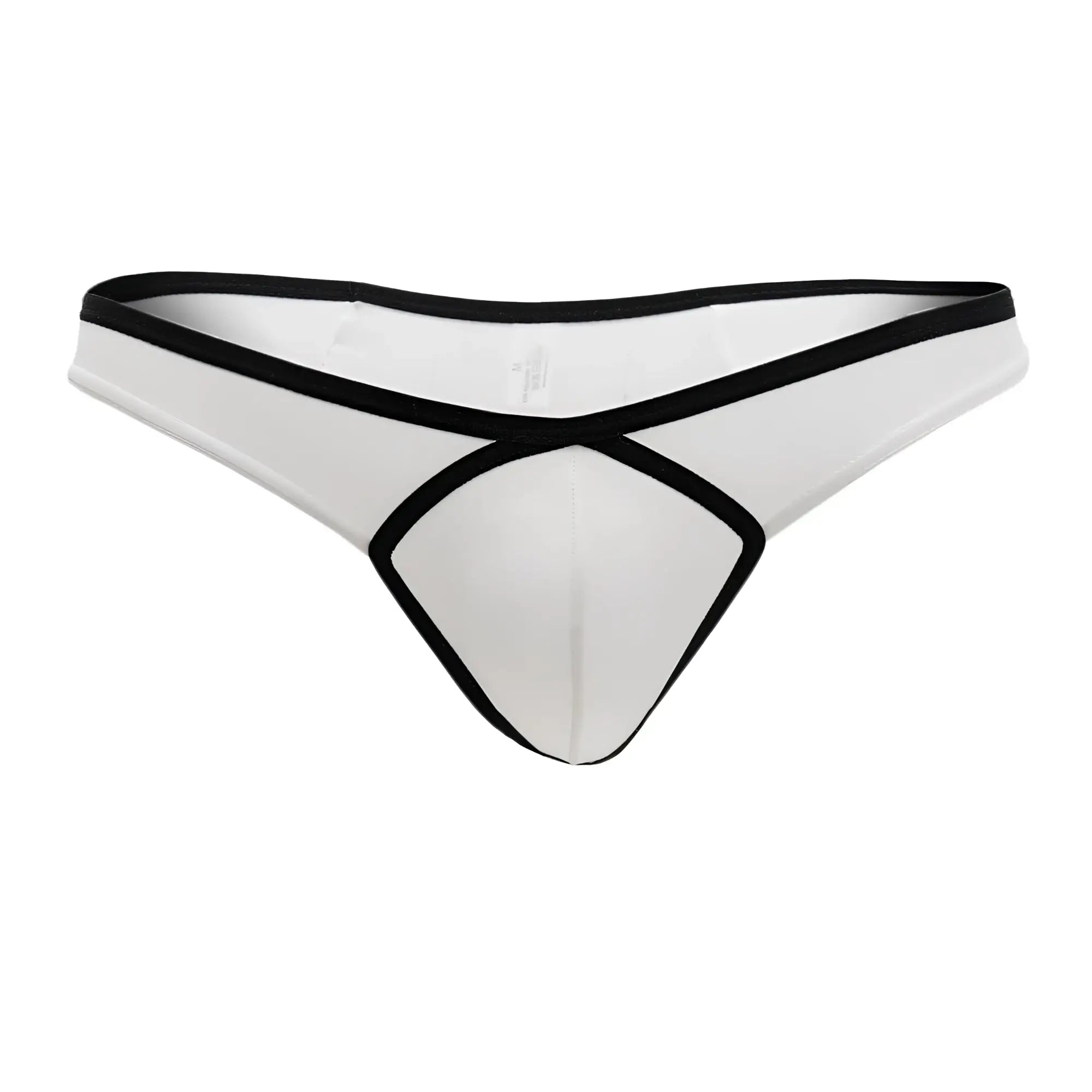 Doreanse 1332-wht loop thong white with black trim and distinctive crisscross design front view