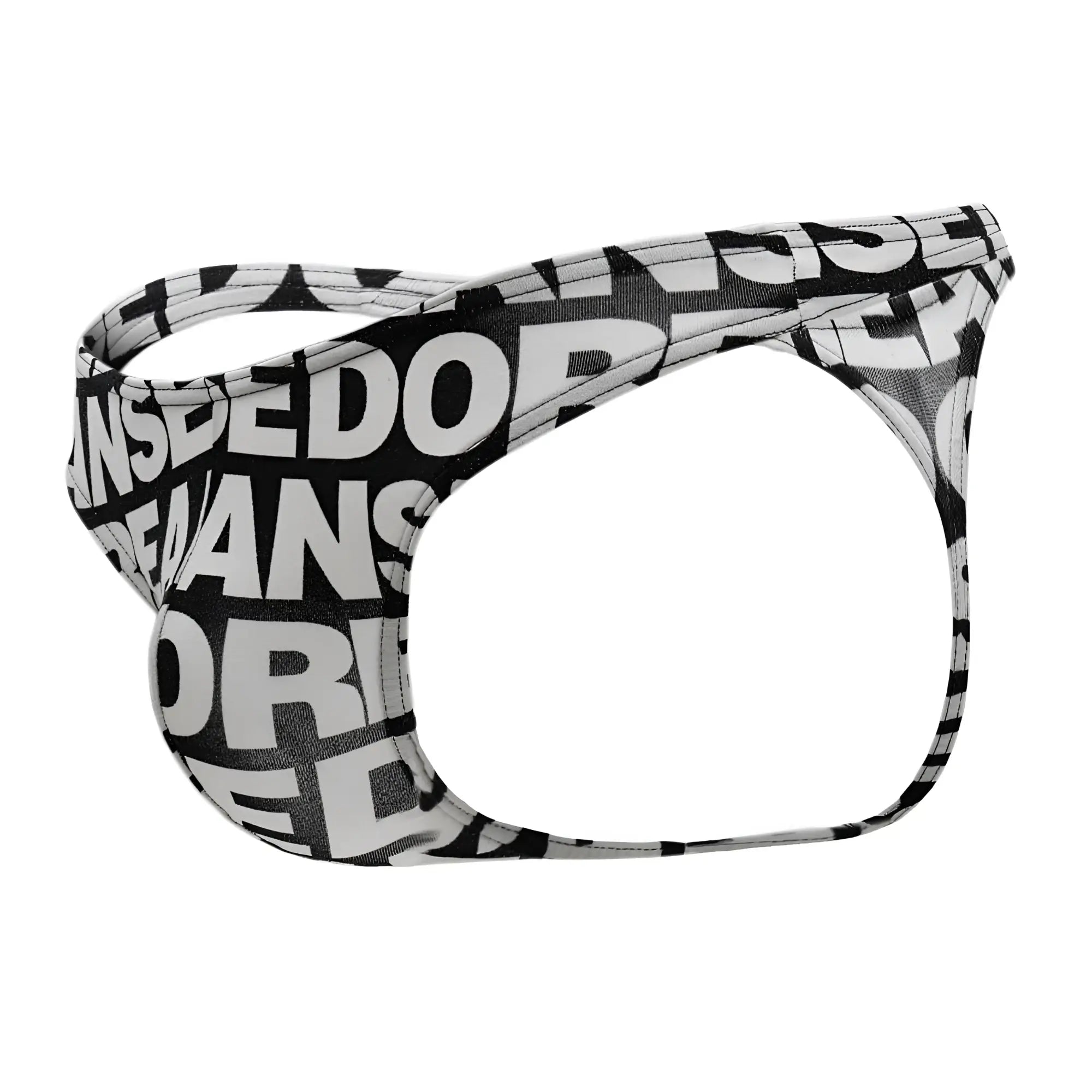Black and white graphic patterned men’s briefs with bold overlapping big logo print from doreanse 1369-prn collection