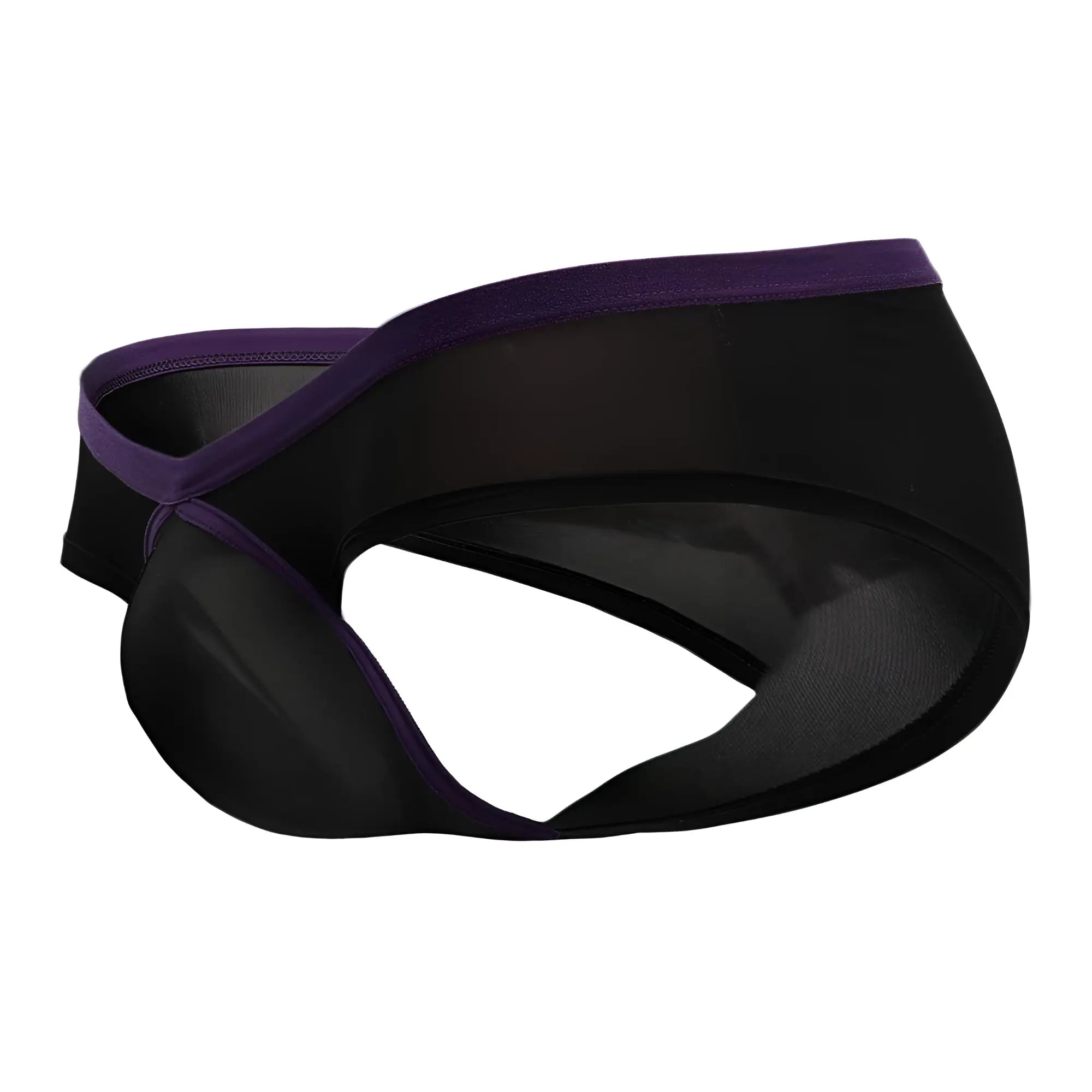 Black mesh briefs with a purple elastic waistband by doreanse 1377-BLK boost cheeky brief in black color