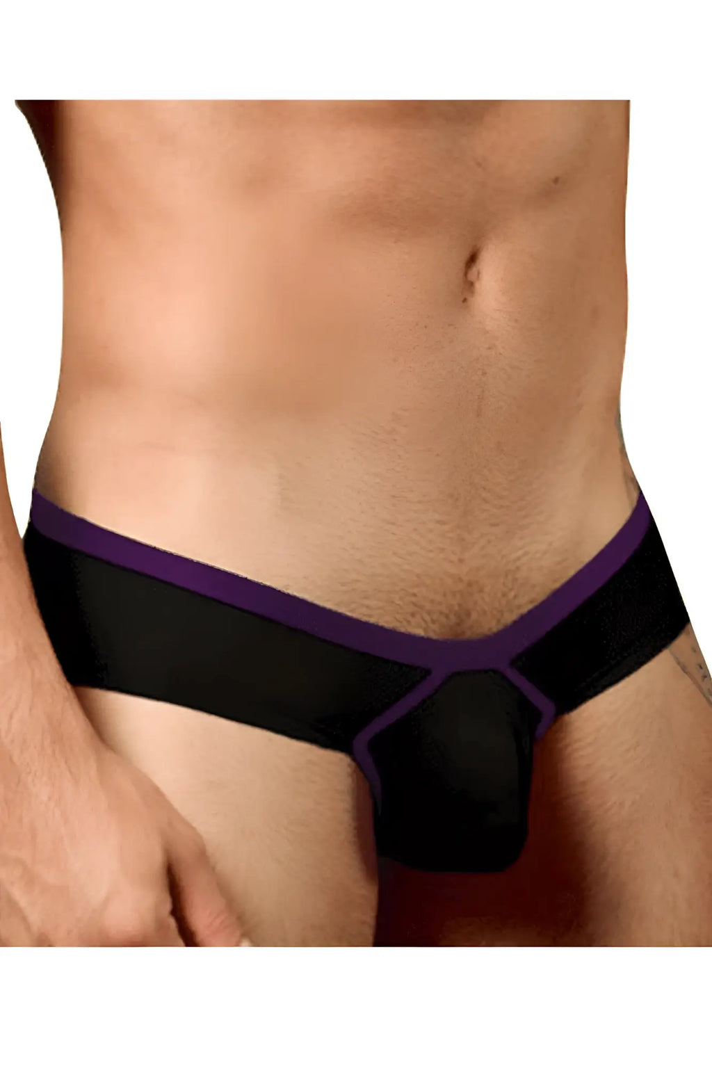 Black and purple doreanse 1377-BLK boost cheeky briefs with a sleek form-fitting design for men