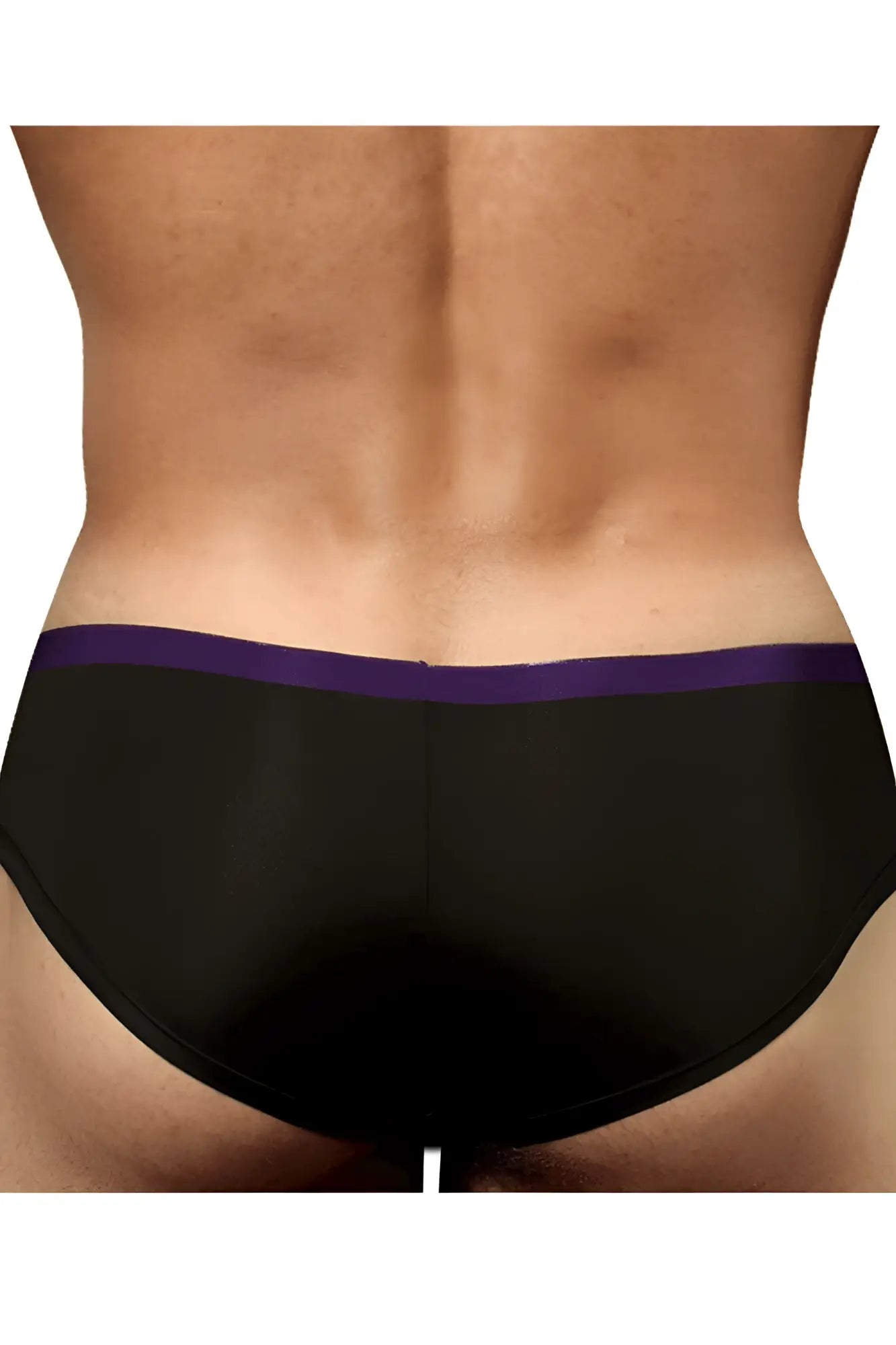 Black Doreanse 1377-BLK boost cheeky briefs with a solid purple waistband in comfortable stretch fabric