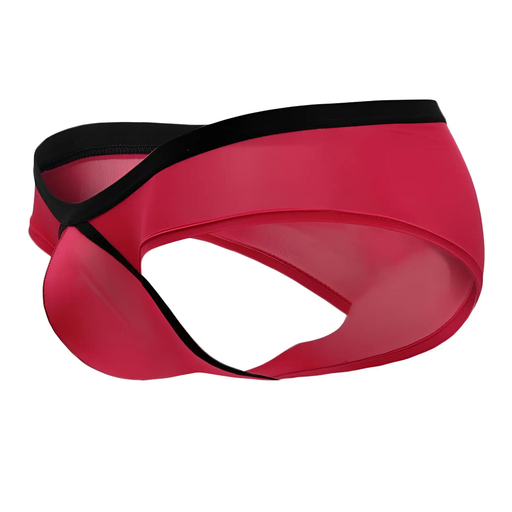 Doreanse 1377-fuc boost cheeky brief in fuchsia sheer mesh with black elastic trim front view