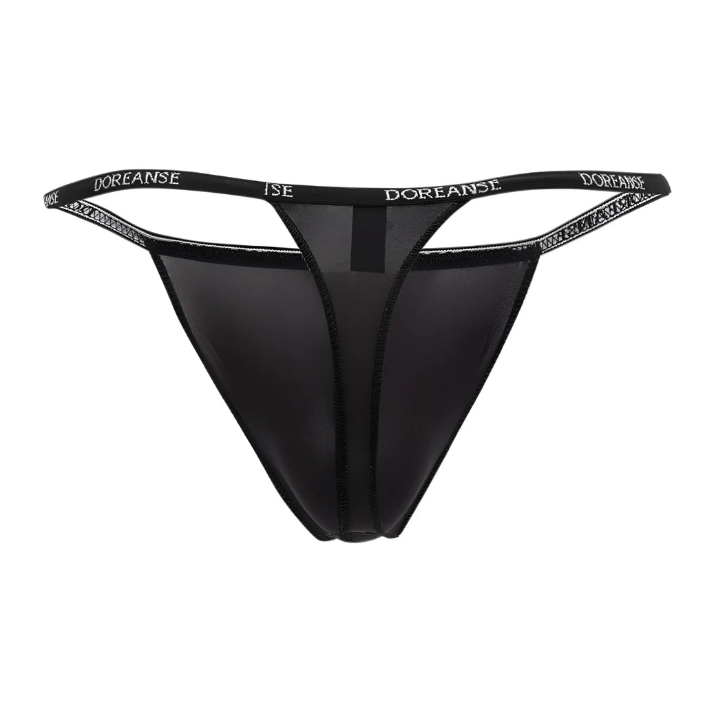 Black doreanse 1390-blk aire thong with sheer mesh front and branded elastic waistband in black color