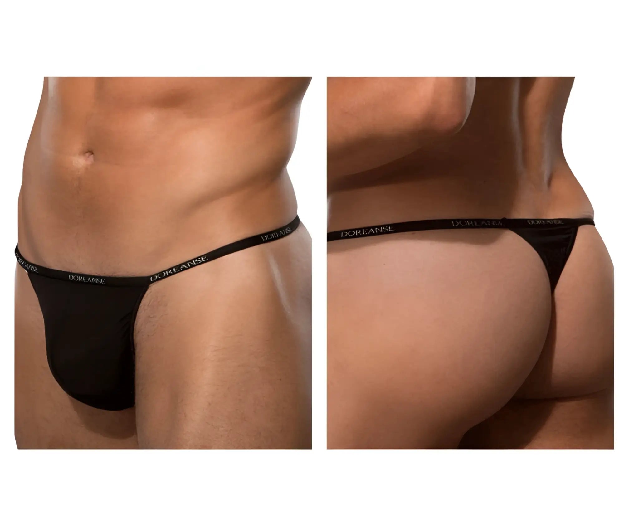 Black doreanse 1390-bnk aire thong with narrow waistband and white brand name lettering visible from the back side