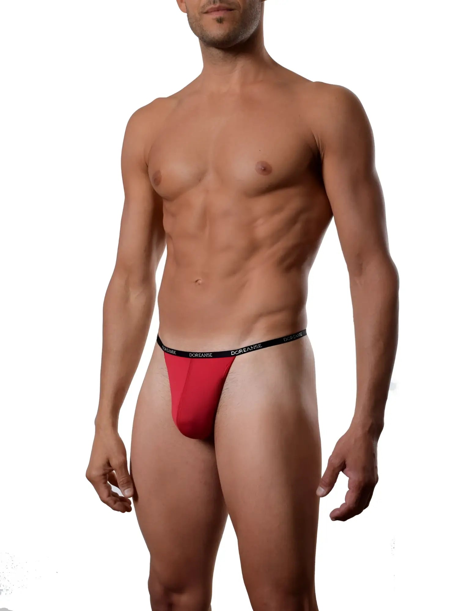 Doreanse 1390-red aire thong in red with black elastic waistband featuring a comfortable lightweight design