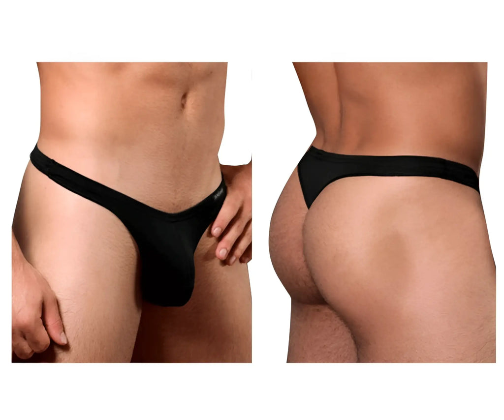 Black doreanse 1392-BLK euro thong underwear with smooth form-fitting design showing the back side